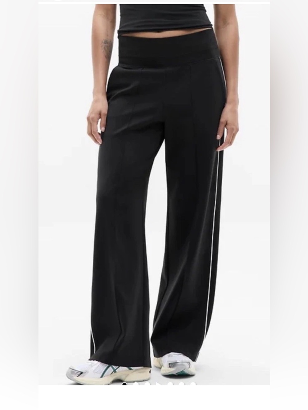Athleta Venice High Rise Track Stripe Wide Leg Pants Plus Size 1X Black White